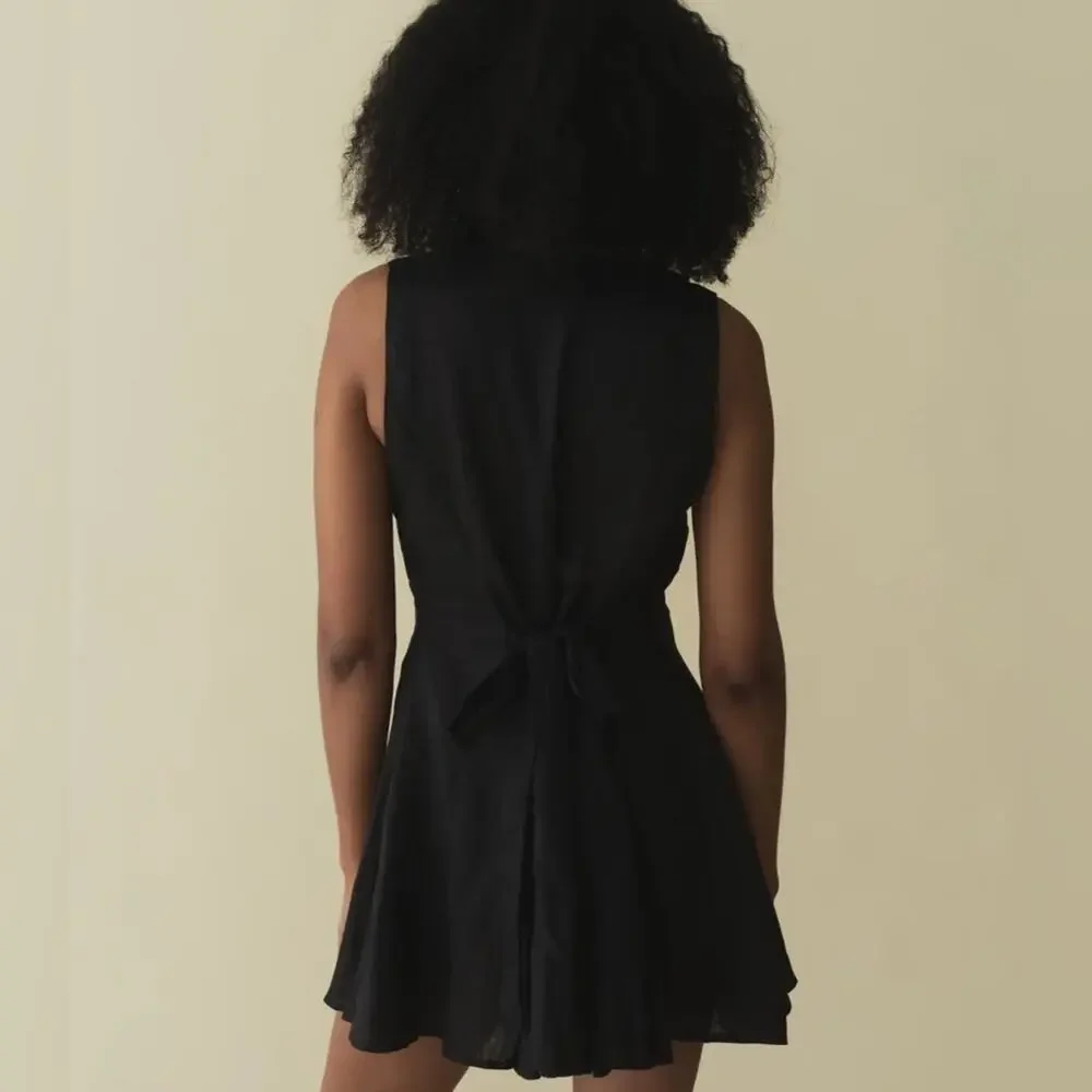 Doen Black Sleeveless Button-Front Mini Dress - Picture 5 of 14